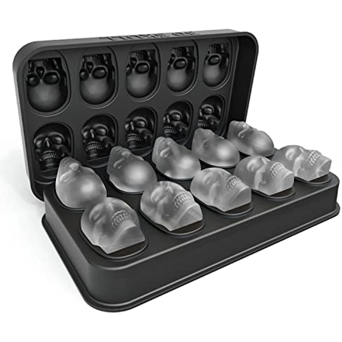 Ice Mold Sphere - แม่พิมพ์เครื่องทําน้ําแข็งสําหรับวิสกี้ - ถาดน้ําแข็งกะโหลกศีรษะ 10 ช่องพร้อมช่องทาง -