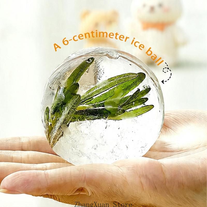 Ice Mold Sphere - ภาชนะเครื่องดื่มพับได้สะดวกพร้อมฝาปิดและหลอดสำหรับยิมโฮมพูล 3XUF