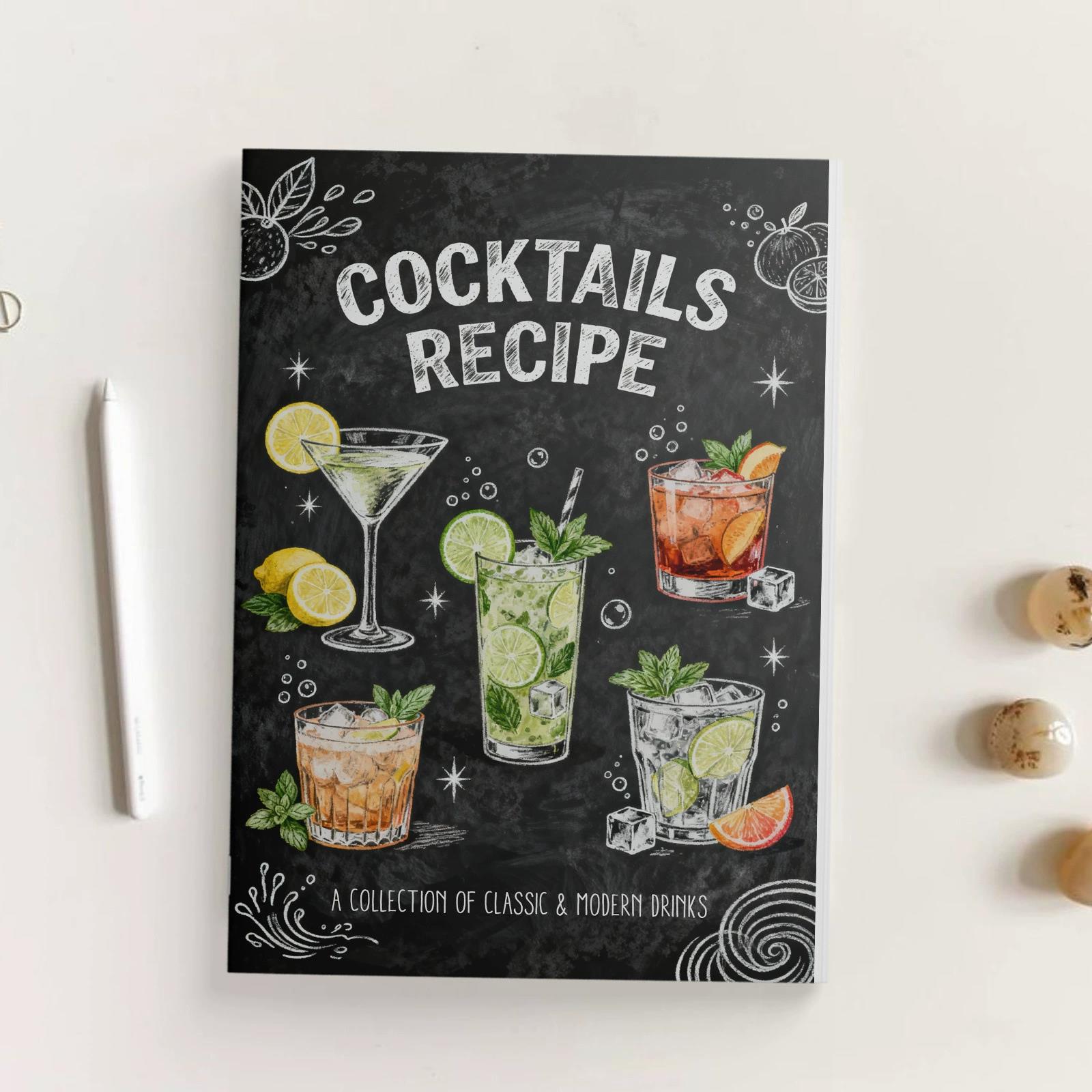 Cocktail Recipe Book - หนังสือสูตรค็อกเทลคลาสสิกและสมัยใหม่, คู่มือการทำเครื่องดื่มสำหรับผู้เริ่มต้น, คู่มือสอนบาร์เทนเดอร์แบบใช้งานได้จริง