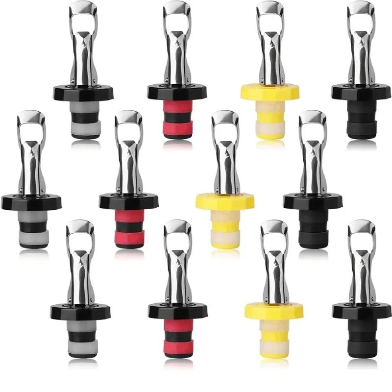 Wine Preservation Pump - 1/12PCS ขวดสูญญากาศซิลิโคนขวดไวน์ Stoppers ด้วยตนเอง Pressed ขวดไวน์