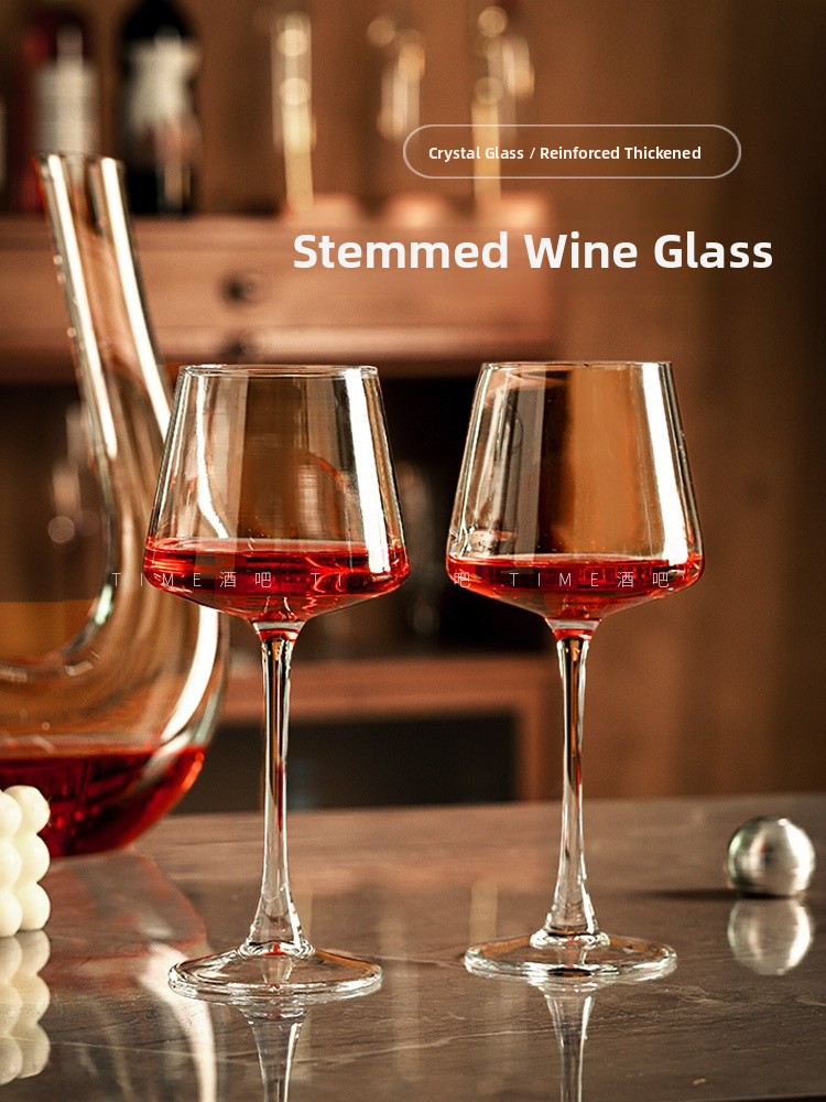Highball Glass Set - แก้วไวน์แดงทรงสูงสไตล์ยุโรป ชุด 6 ใบ แก้วคริสตัลเบอร์กันดี พร้อมอุปกรณ์เติมอากาศ