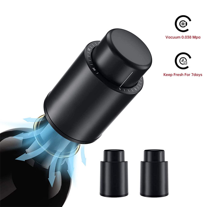 Wine Preservation Pump - LMETJMA ขวดไวน์ Stoppers สูญญากาศแบบใช้ซ้ําได้ไวน์ Stoppers ปั๊มไวน์