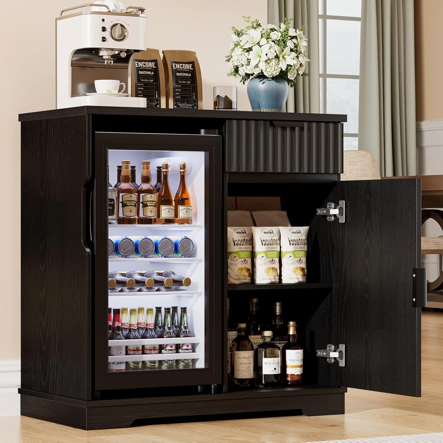 ตู้บาร์กาแฟแบบมีร่องพร้อมตู้เย - Home Bar And Fridge บทวิจารณ์และราคา